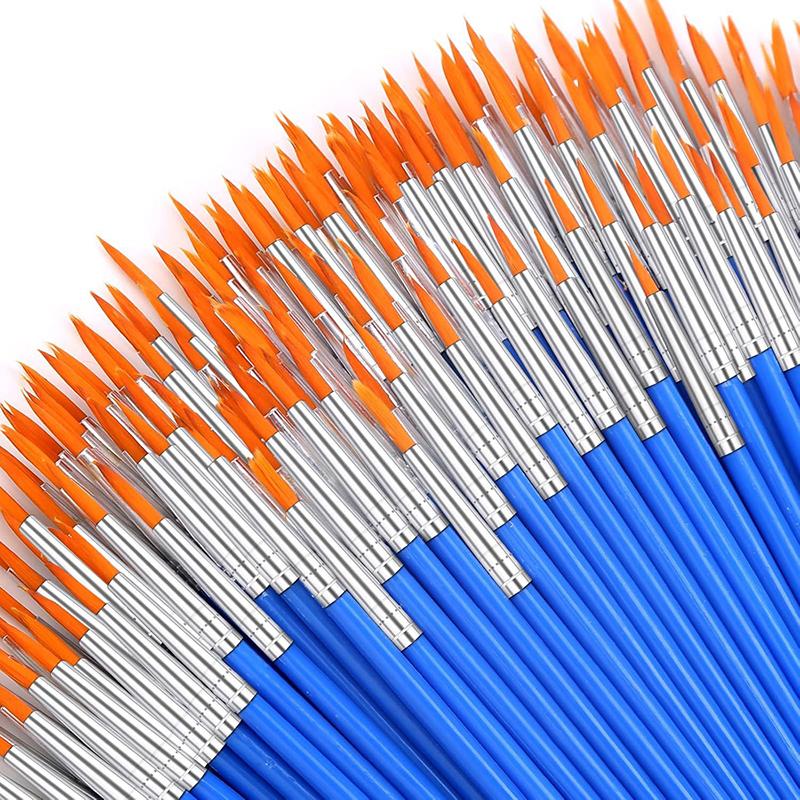 50Pcs Painting Brushes Set Art Round Flat Hair Nylon Hair Paint Brush For Oil Acrylic Watercolor Kids/Artists/Beginners/Student