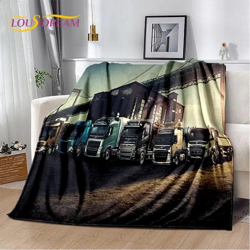 Coperta morbida in flanella 3D con motivo Camion per Letti Camera da letto Divano Picnic, Coperta da lancio per Coprire Tempo libero all'aperto Riposo Regalo
