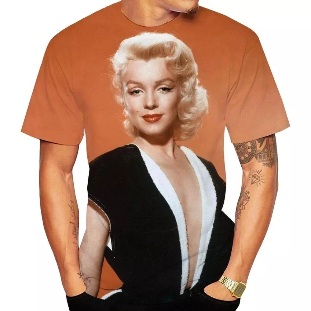 Marilyn Monroe Hip-Hop 3D Printed Men’s Short-Sleeve T-Shirt Casual Crew Neck Loose Top