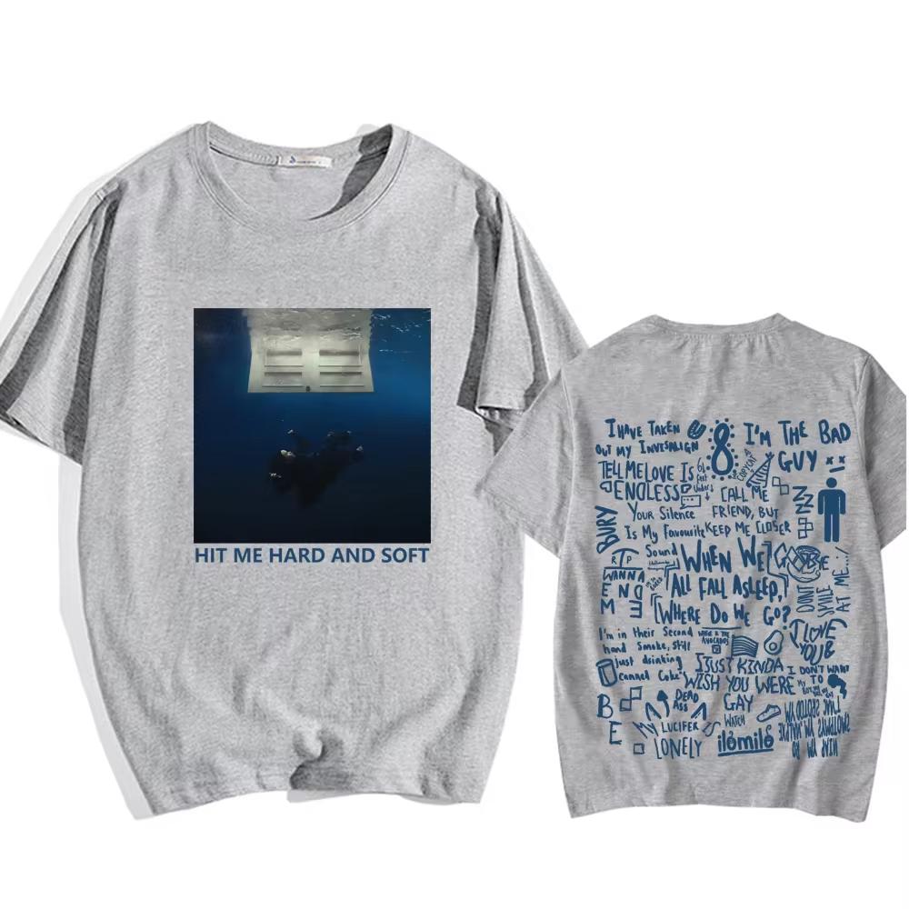 Hit Me Hard and Soft Tour de Verão Camisa Popular Camisetas Billie Hit Me Hard and Soft Tops Melhor Acessório para Fãs de Música Tops
