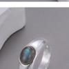 Women's 925 Sterling Silver Labradorite Open Ring – High-End Natural Crystal Vintage Jewelry