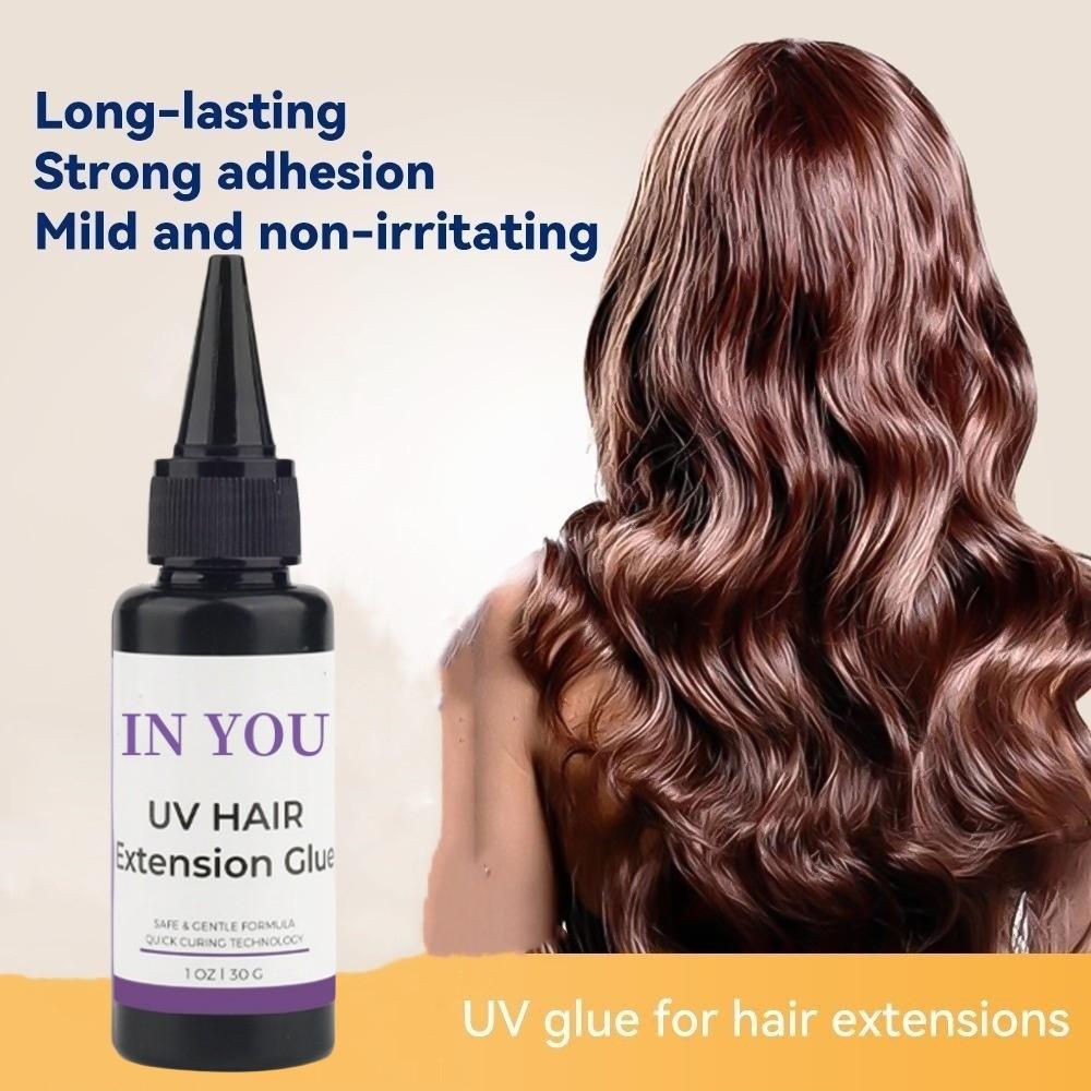 

30 г УФ-отверждаемый клей Быстросохнущий, Невидимый клей для волос для УФ-лампы, Надежные, Долговечные соединения для наращивания с естественным видом 30g