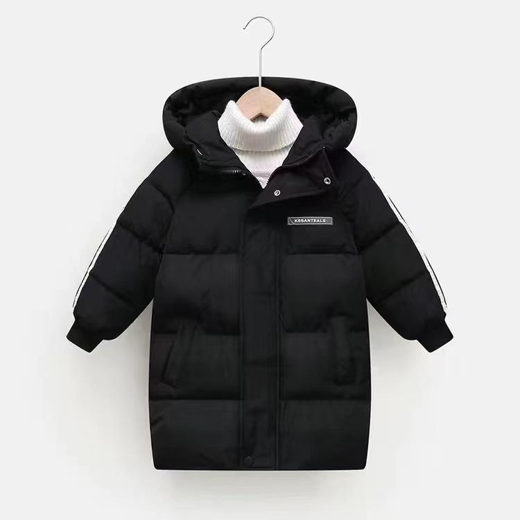 Mid-Length Children's Down Cotton Jacket - Warm, Thickened Outerwear for Boys and Girls