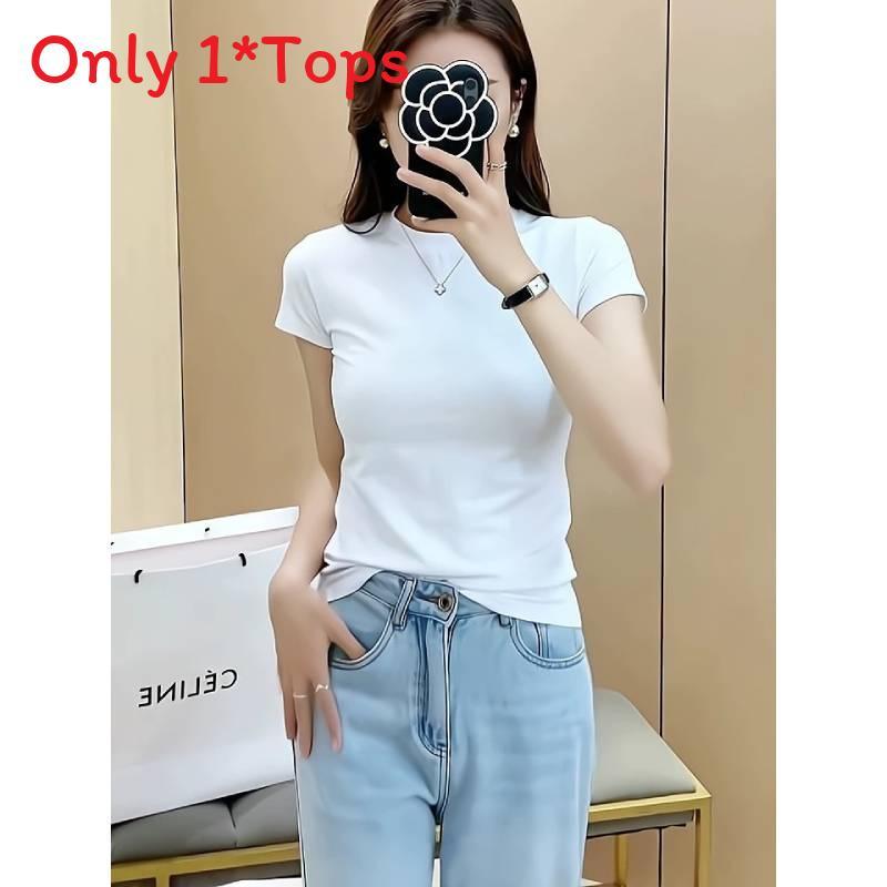 Short Sleeve T Shirt For Women With Slim Fit Cotton Blend Casual Summer Top