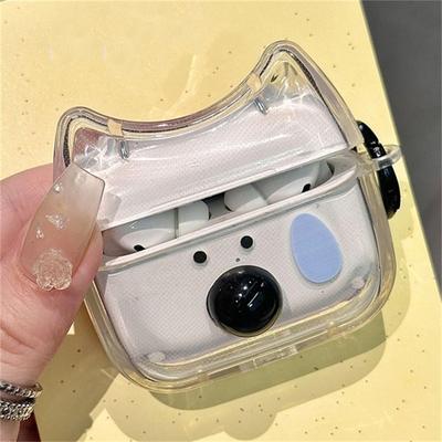 3D Puppy Earphone Case Cartoon Dog Clear Headphone Protective Cover with Hook TPU Housing Shell for AirPods 1/2/3/4/Pro/Pro 2