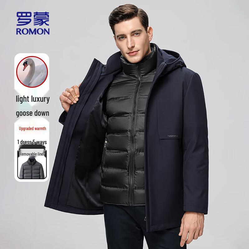 ROMON Men s Goose Down Mid-Length Winter Jacket Q26 180