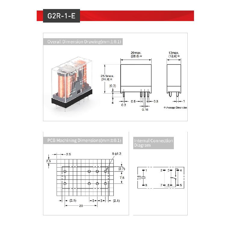 ENMG G2R-2-12VDC 24VDC Miniature Relay G2R-1-24VDC G2R-1-E 5V Flame Retardant Dustproof ABS High-Transparency Material Relays 5