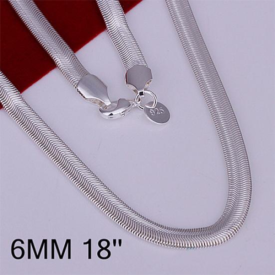 Women's Men's Fashion Solid Silver Plated 6mm Snake Chain Necklace No Pendant