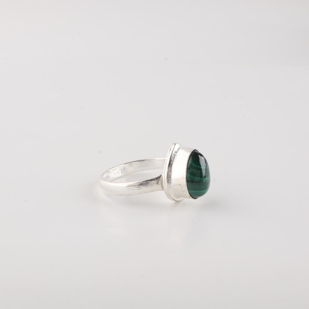Natural Malachite Gemstone 925 Sterling Silver Women Jewelry Wedding Ring RR-76-25