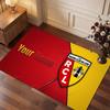 Racing Club de Lens Benutzerdefinierter Kristall-Samtteppich, Personalisierter Namens-Textdruck, Fußball-Logo Weiche Rutschfeste Fußmatte Heimdekoration Geschenk