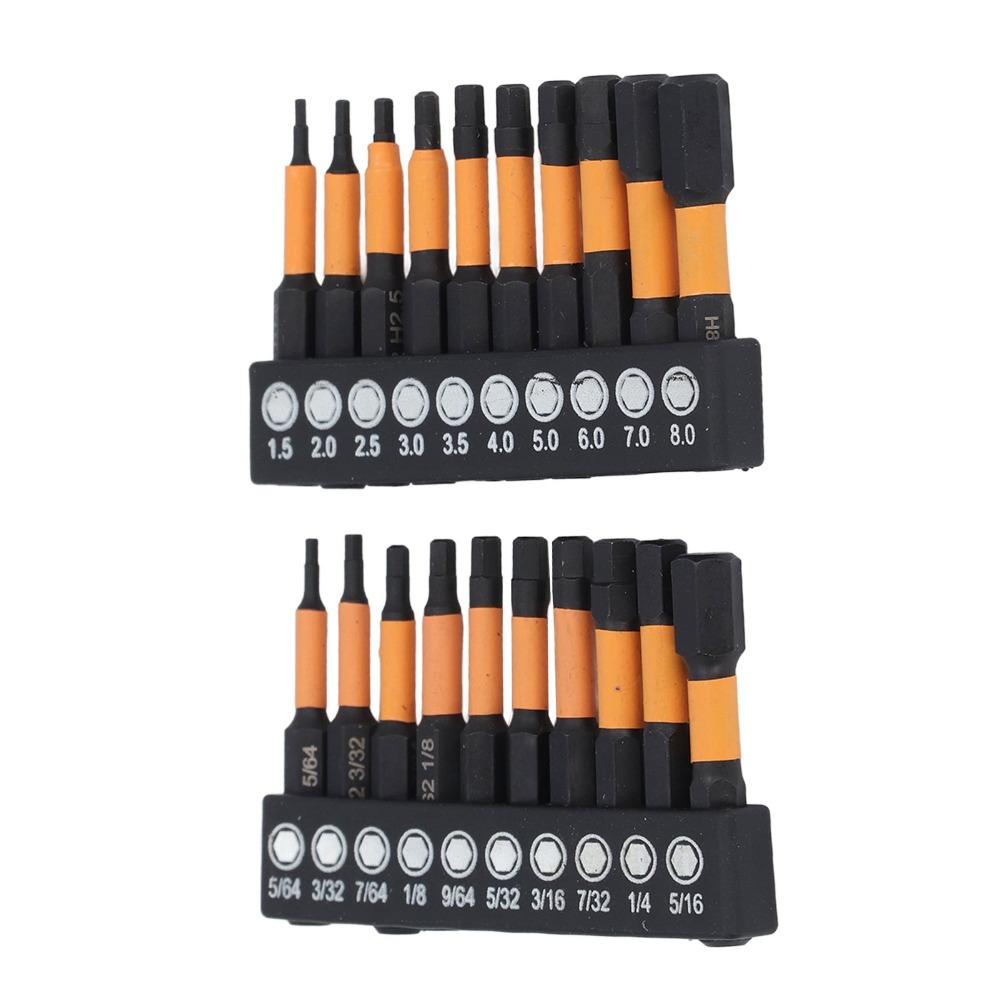 20 PCS Metric and SAE Impact Hex Bit Set  for DIY Furniture Assembly & Car Repairs