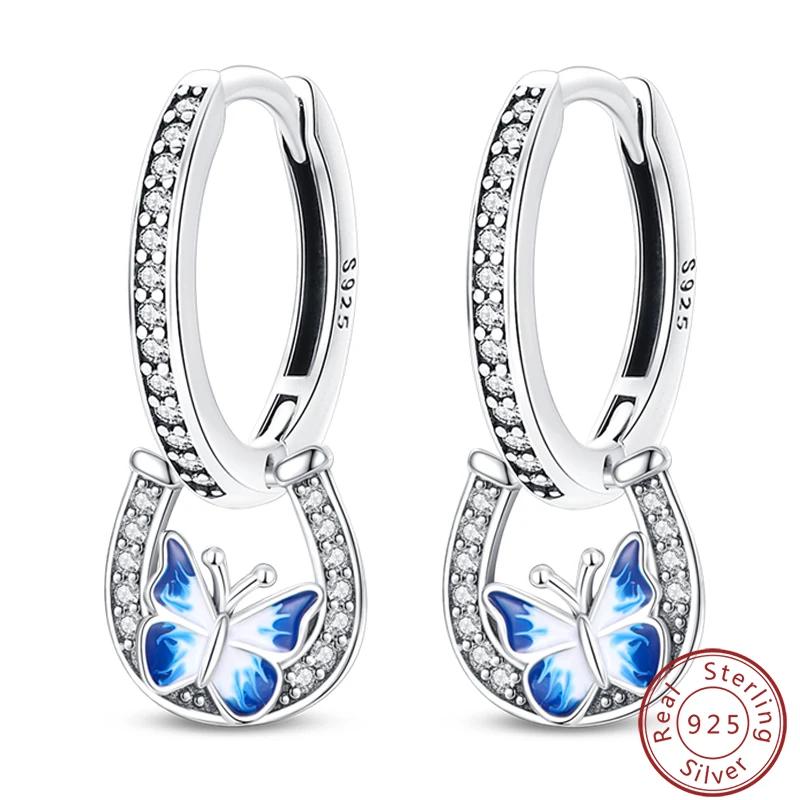 Women's Romantic 925 Silver Snowflake Star Shining Zircon Christmas Winter Earrings Fit Wedding Party Exquisite Jewelry