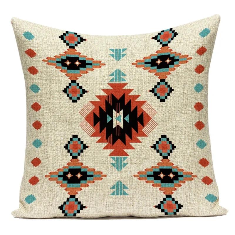 Geometry Cushion Cover Polyester Square Home Decor Pillow Cover Chair Car Ethnic Style Bohemian Throw Pillow Case