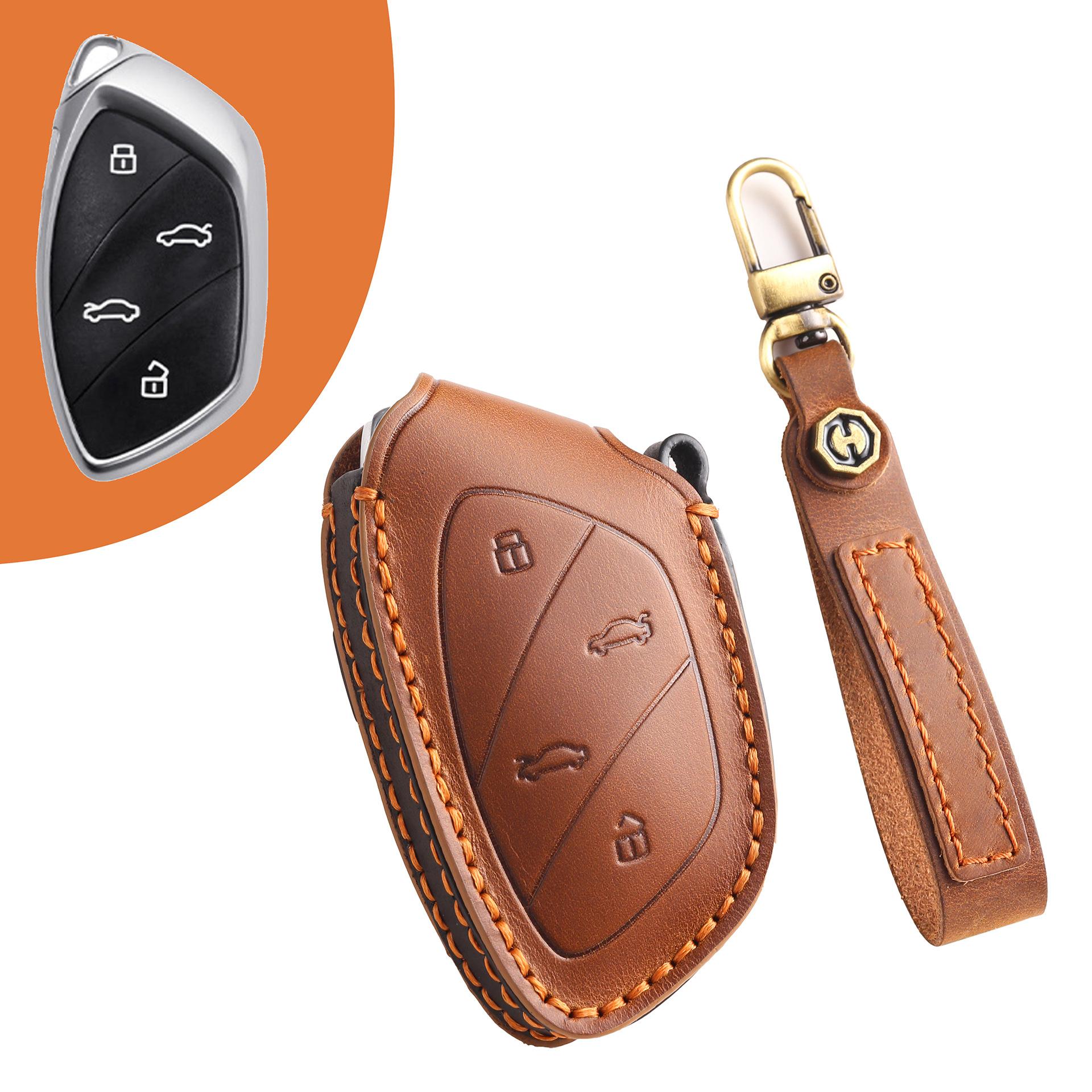 

Suitable for 21 Roewe Ei5 key sets, men s and women s MARVEL X protective case, Feifan marvel r genuine leather bag buckle. коричневый