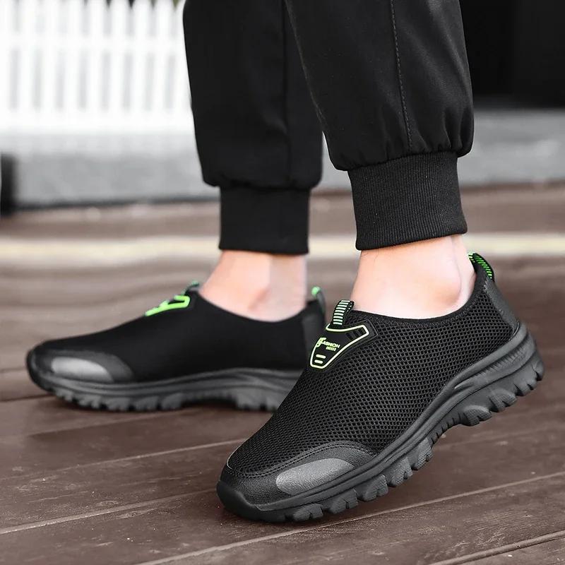 

Black Sneakers Slip in Easy To Wear Mesh Designer Elegant Flat Mesh Summer Men s Sports Shoes Outdoor Walking Leisure Loafers 39 чорний