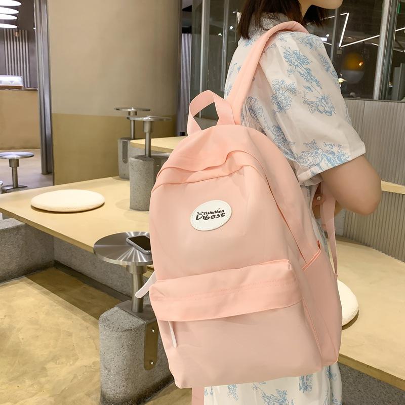 Women's Schoolbag Lightweight Backpack College Style High School Student Solid Color Backpack