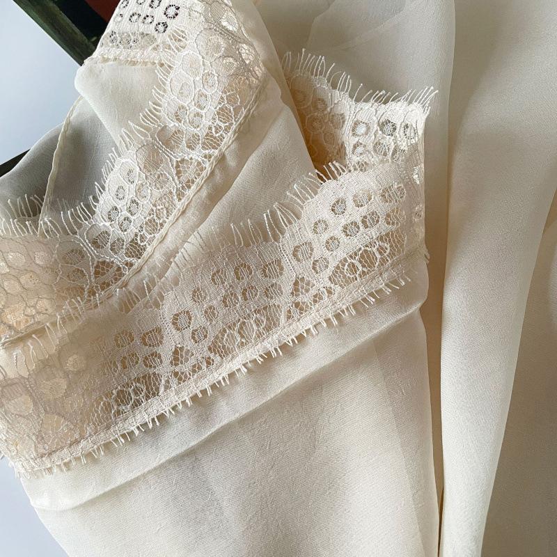 Summer Lace Scarf Shawl Cloud Pattern Yarn Malay Chiffon Scarf Thin Scarf Solid Color Yarn Scarf for Women