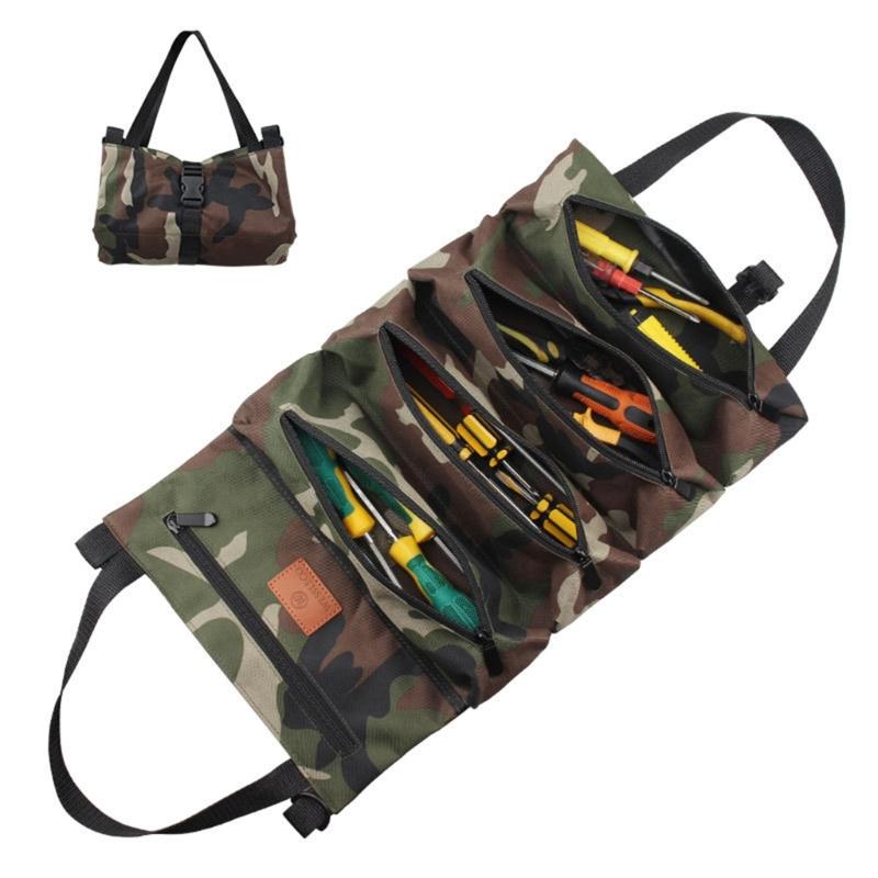 Roll Up Tool Bags Multi-Purpose Tool Bag Tool Organiser with 5 Pockets Emergency Tool Bag in Car Motorcycle for Storing