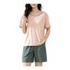 [PHOLEY] Women's Pajamas, Short Sleeves, Summer, Top and Bottom Set, Room Wear, Shorts, Color Design, Loose, Soft, Breathable, Women's Loungewear