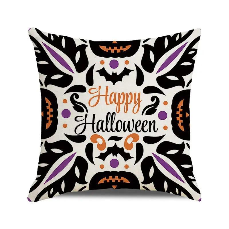 Halloween Decorative Cushion Cover Pumpkin Bat Wizard Ghost Pillowcase Suitable for Home Living Room Sofa Room Decoration