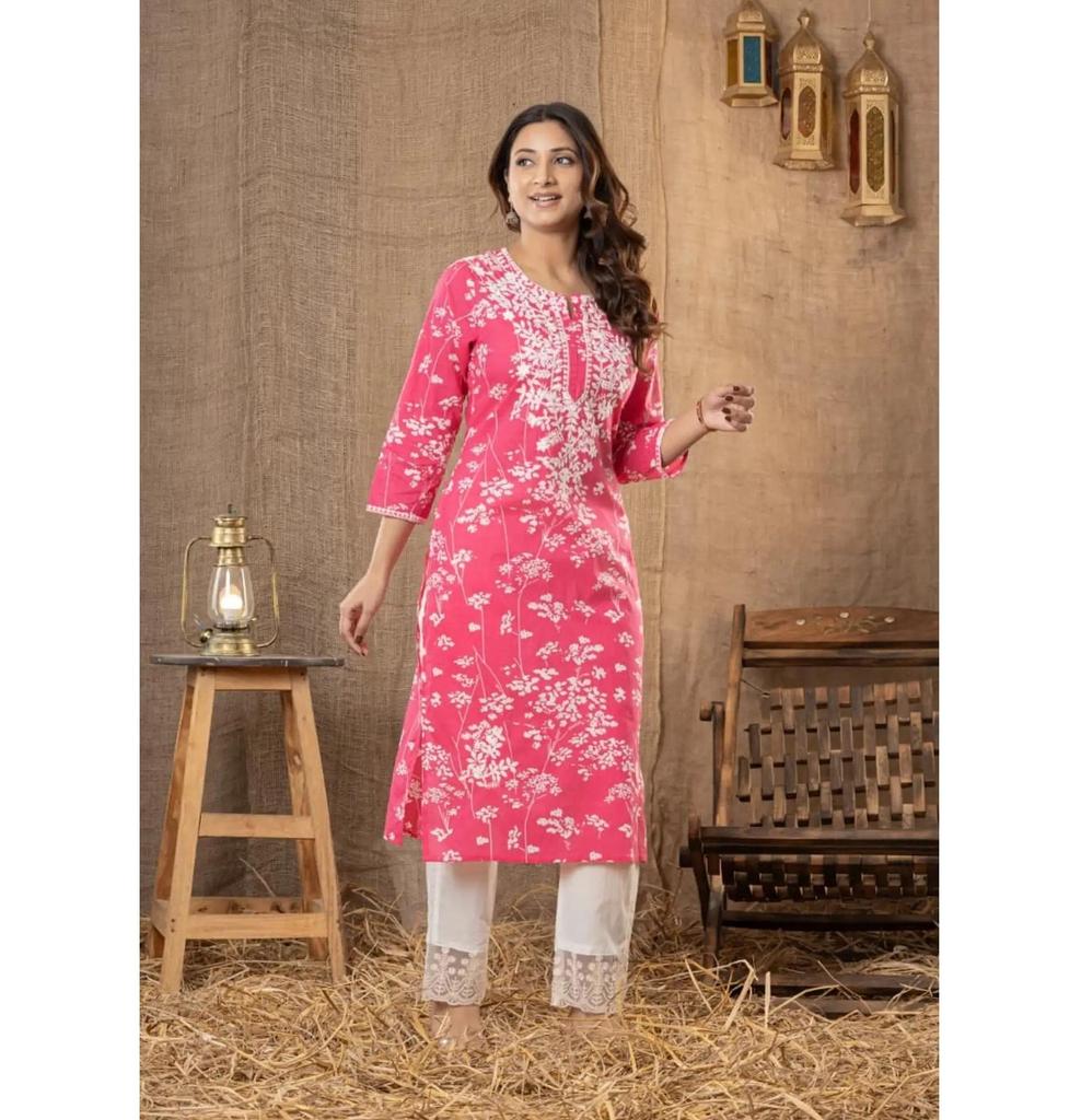 Women Designer Printed Pure Cotton Ethnic Top Pant Set