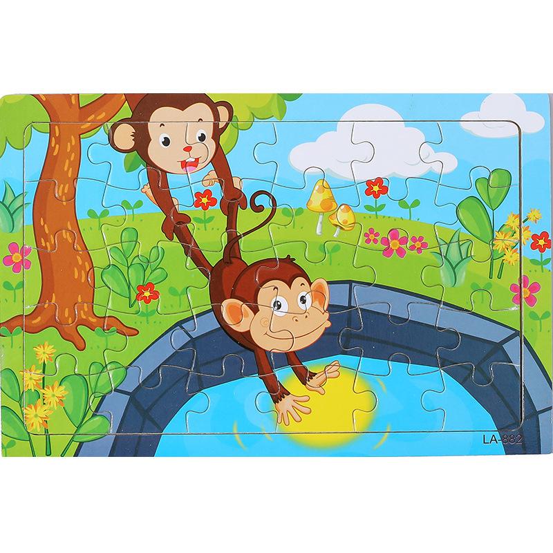 

30-Piece Children s Wooden Dinosaur and Animal Puzzle Set