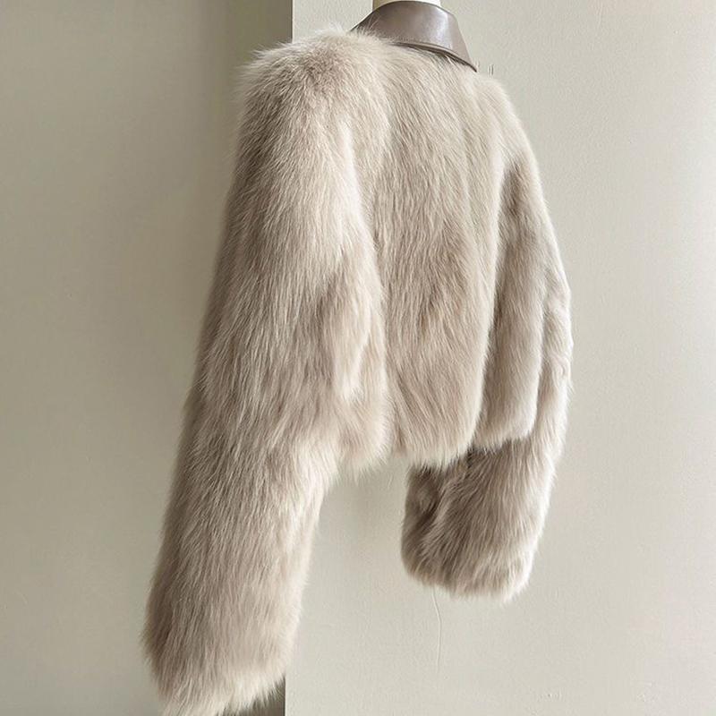 Spring Autumn Collar Loose Fur Coat Women Winter Coat Plush Short Jackets Women