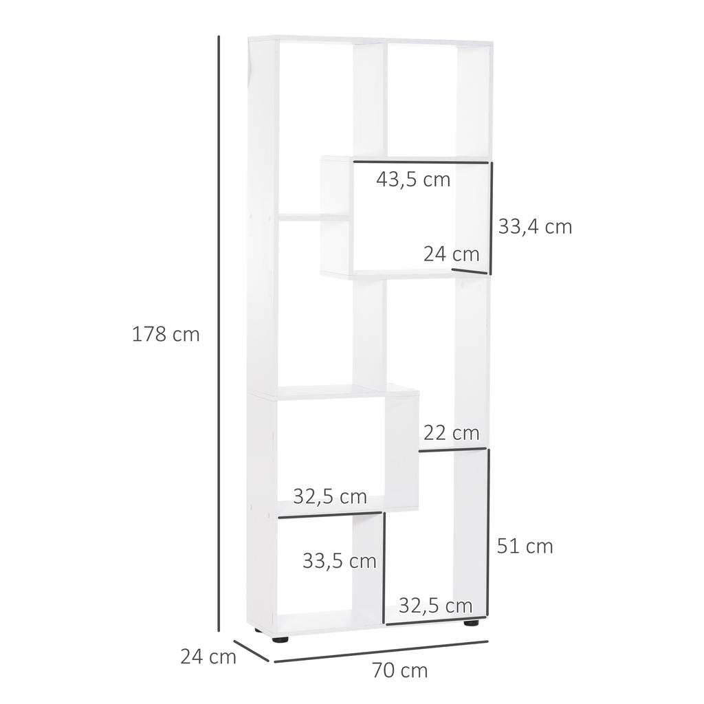 Bookshelf, Tall Bookcase, Modern Room Divider, 8 Cube Storage Unit, Freestanding Storage Shelf for Living Room, Bedroom, Home Office