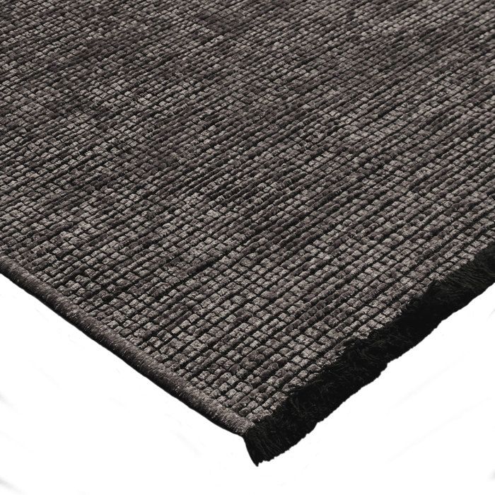 Living Room Rug Flat Weave Cotton Black Light Reflection Anthracite 120x170