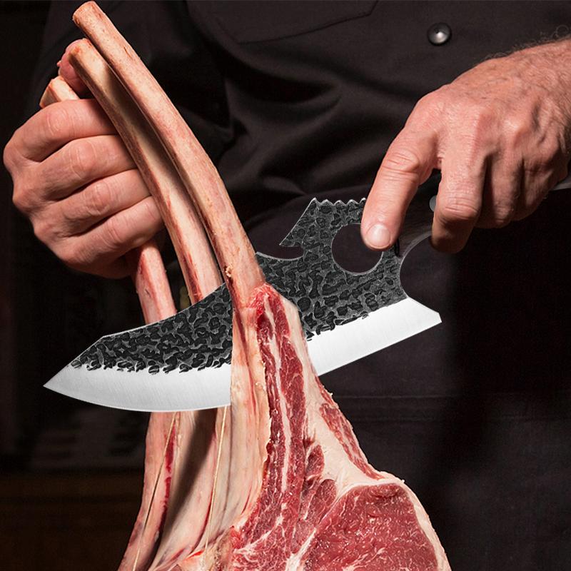 Zestaw noży myśliwskich do tasaka do mięsa, ręcznie kuty nóż do filetowania, serbski nóż szefa kuchni, nóż kuchenny ze stali nierdzewnej, nóż do ryb i rzeźnika