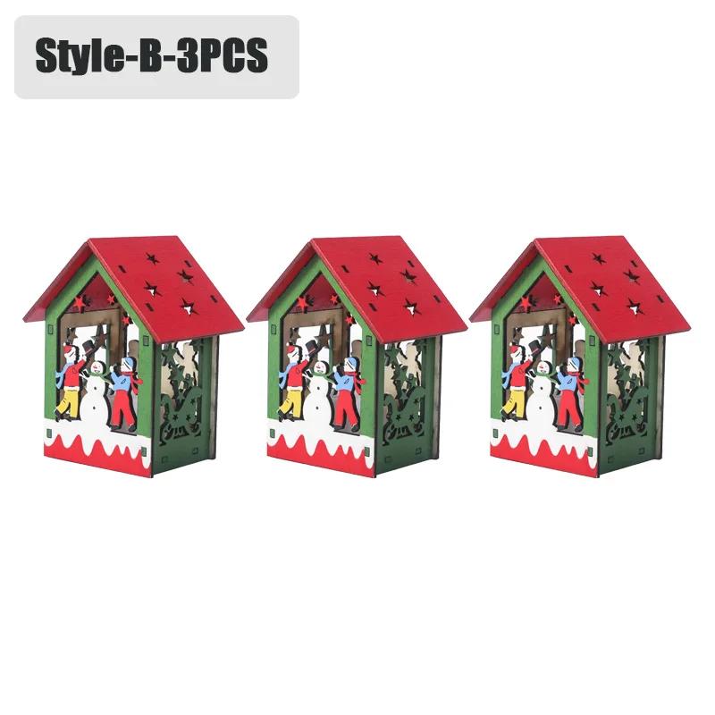 20PCS Christmas Decorations Creative DIY Assembled Cabin Painted Luminous House Christmas Tree Hanging Christmas Hut Ornaments