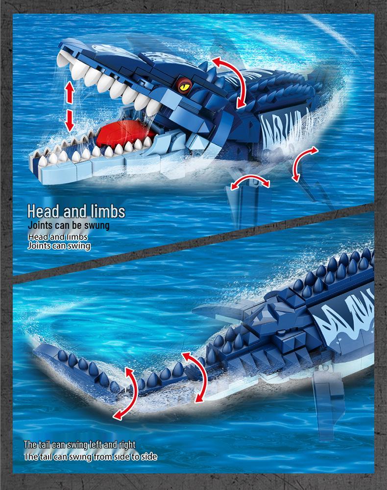 Children's Educational Dinosaur Escape Ship Toy - Carcharodontosaurus Building Blocks Gift for Boys