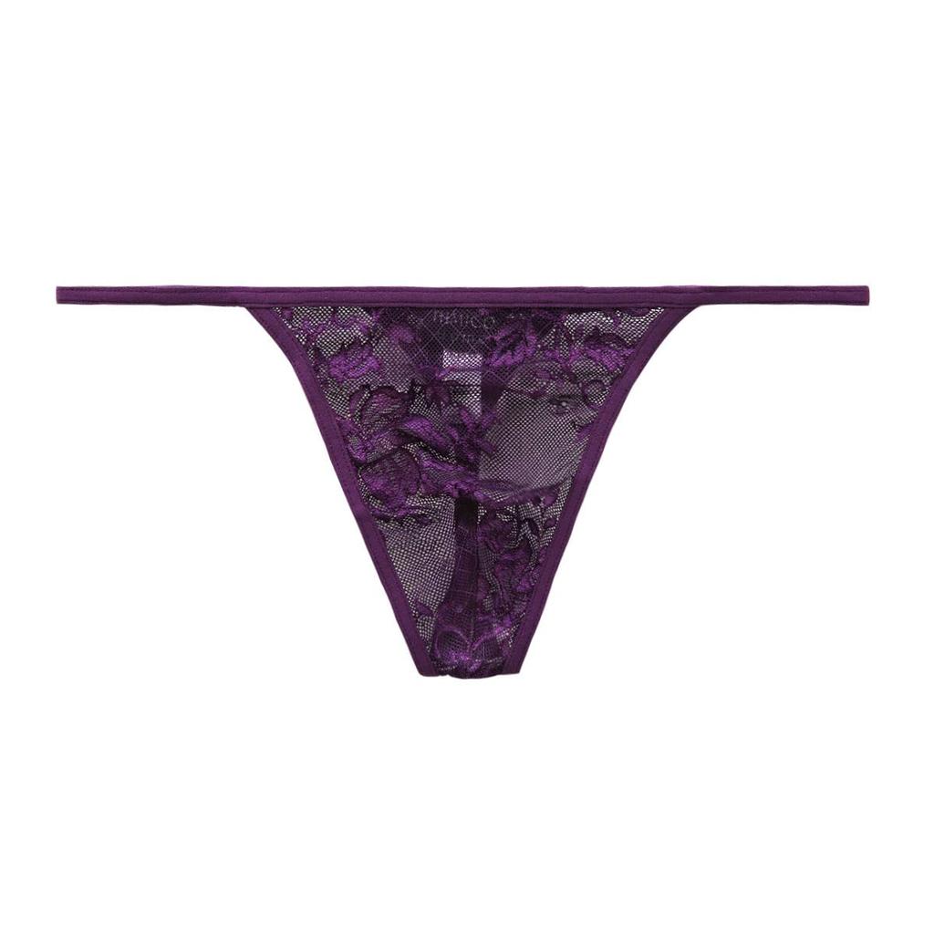 Himico Uomo LEONARDO Lace Bikini Sizes and LL Men's T-Back Pants, M, L, (001 Series) (DPU-Dark Purple, L)