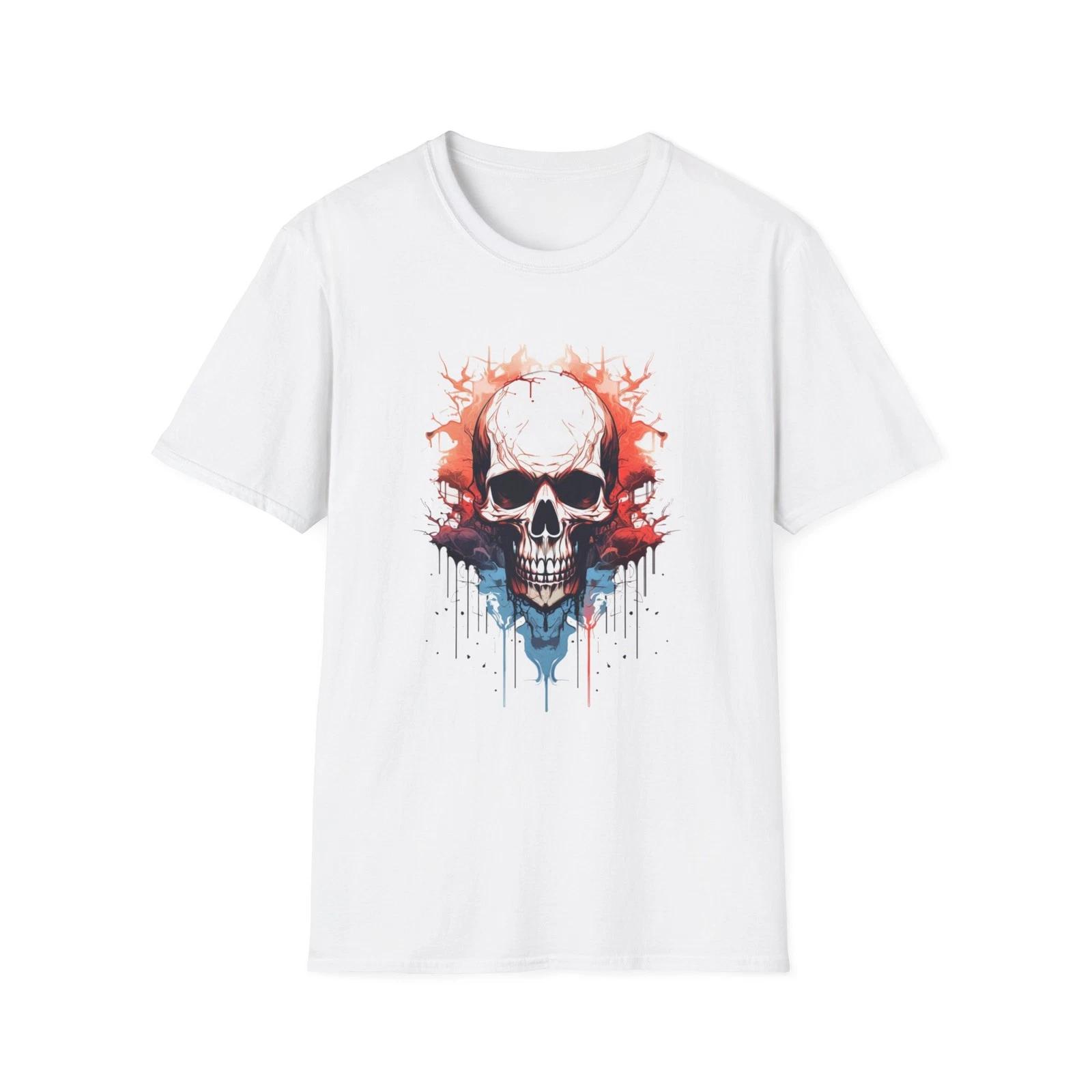 Skull Watercolor Painting T-Shirt Gift Tee 3XL