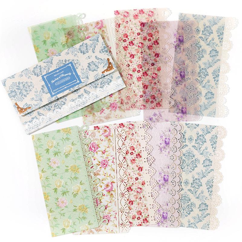 10-Sheet Long Lace Border Material Paper, Delicate Lace Edges for Journal Scrapbooking & DIY Card Making