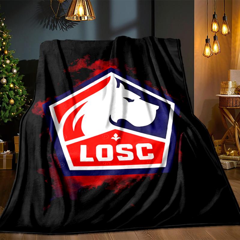 Lille Football Club Emblem Blanket Lightweight Ideal Bedding Blanket Perfect for Travel, Camping, Living Rooms, Offices, Sofas, Fan Christmas Gift