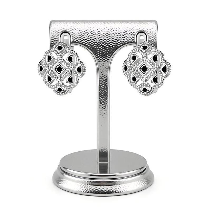 Black Awn Jewelry Black Hollow Jewelry Black Stone Hoop Earrings