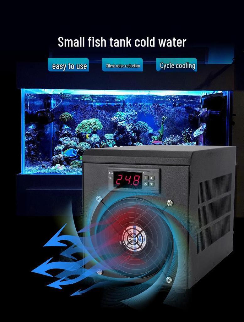Refroidisseur d'aquarium silencieux avec pompe à eau et tuyauterie - Refroidissement rapide à semi-conducteurs pour petits aquariums