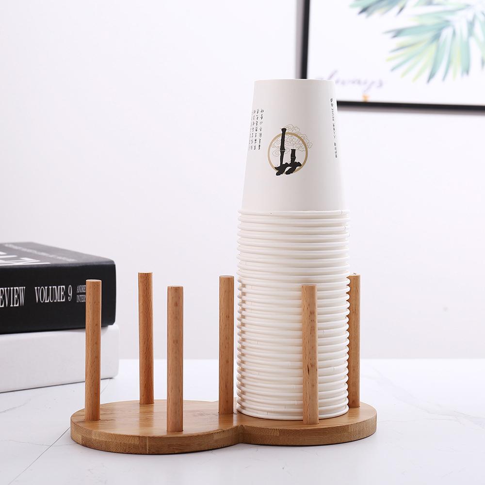 Disposable Cup Storage Holder Water Tea Cups Dispenser Rack Shelf with Longer Stick Mug Display Stand Home Organizer