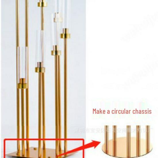 Gold-Plated 5-Arm Iron Candlestick for Weddings and Events