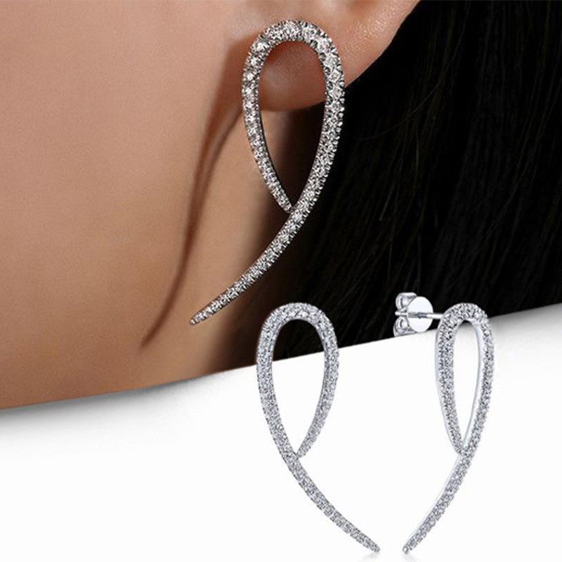 1 Pair, Stylish, Inlaid Synthetic Zircon, Minimalist, Geometric Line Cross Ring