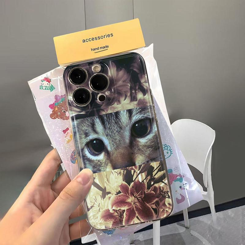 Flower Cat Eyes Silicone Phone Case For IPhone 17 Air 16 15 14 13 12 11 Pro Max 16E 14 Plus Shockproof Protective Cover