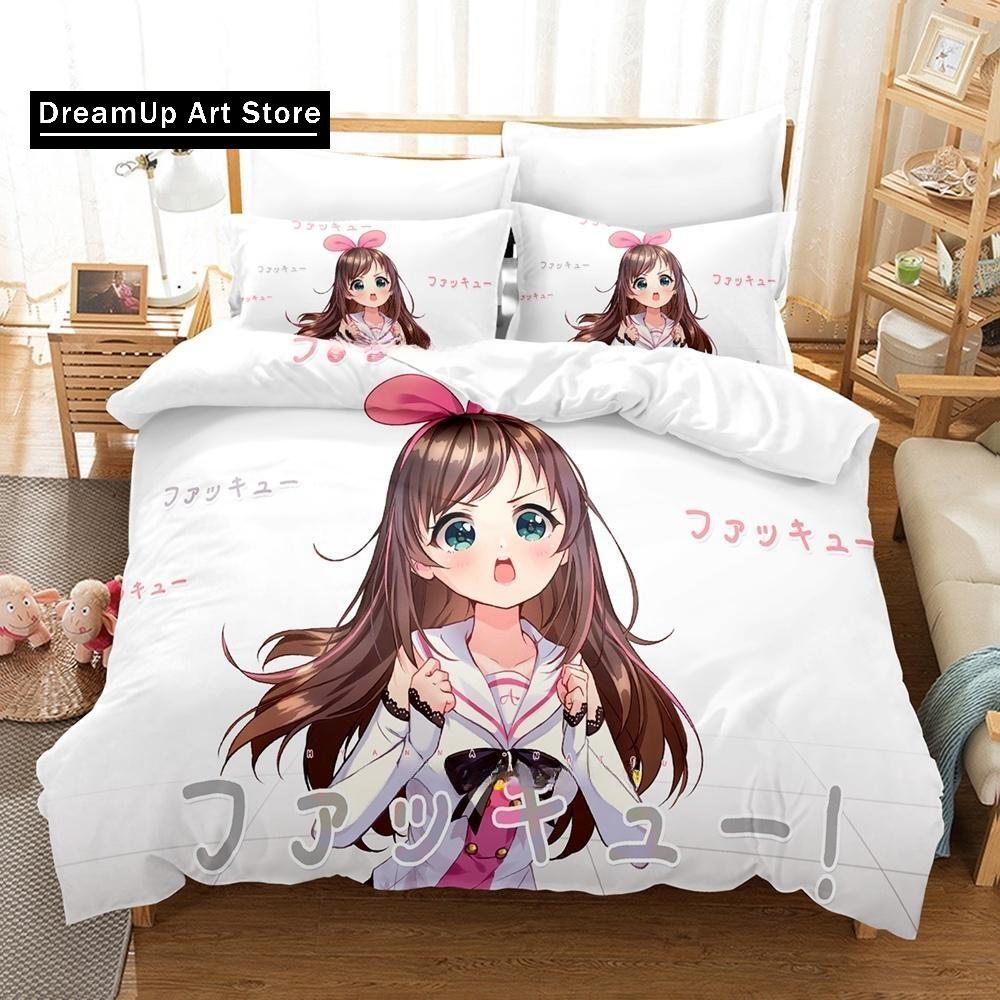 3d Printing anime Kawaii Girls Kizuna AI Bedding Set Single Twin Full Queen King Size Bed Set Adult Kid Bedroom Duvet cover Sets