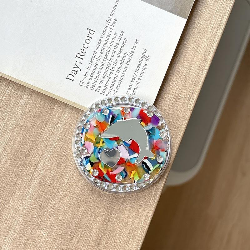Rhinestone Magnetic Desktop Phone Airbag Holder Rendering Square Dolphin Mirror Ring Holder