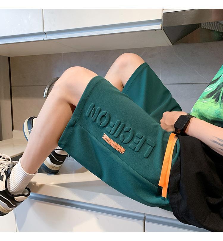 New Summer Hong Kong Style Men's Print Shorts - Trendy Mid-Length Casual Sports Pants