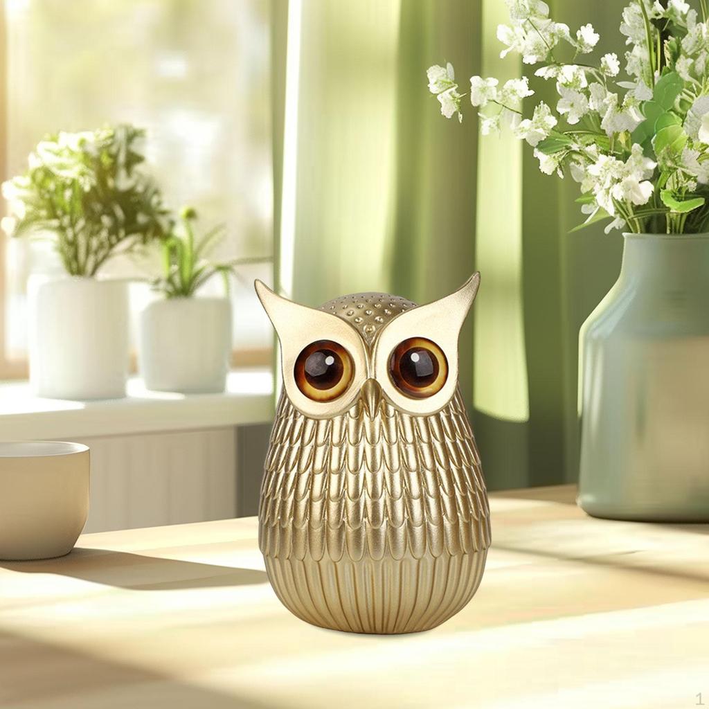 Resin Bird Statue Miniature Owl Figurine Decoration Home Decor Sculpture Figure for Fairy Garden