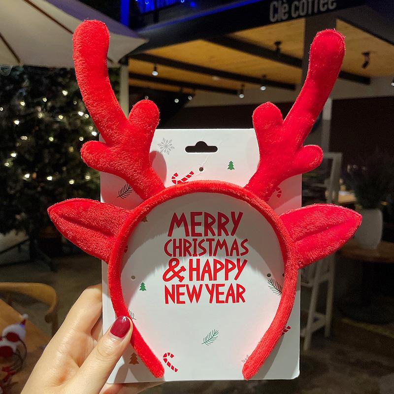 1PC Bow Headband 2025 New Christmas Hair Accessories Santa Claus Tree For Xmas Gifts Deer Horn Cute Hair Bands Party Supplies