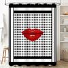 Modern Bathroom Shower Curtain with Bold Red Lip Print: Eye-Catching Stylish Decor for Your Bath Area White Circular Pattern Bac