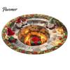 Cozy Christmas Room Decor 3D Illusion Rug, Round Xmas Tree Area 24" 47" Modern Rug Santa Claus Snowman Floor Mat for Living Bedroom Holiday