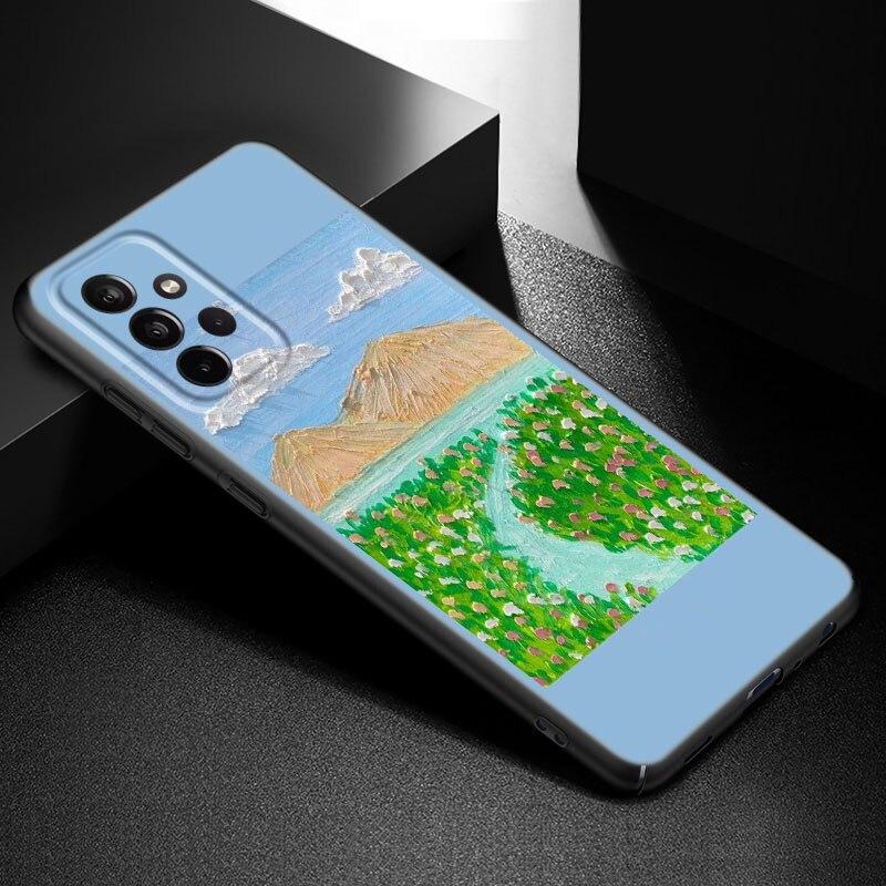 Emboss Flower Art Phone Case For Samsung Galaxy A21 A30 A50 A52 S A13 A22 A32 A33 A53 A73 5G A11 A12 A31 A51 A70 A71 A72 Cover